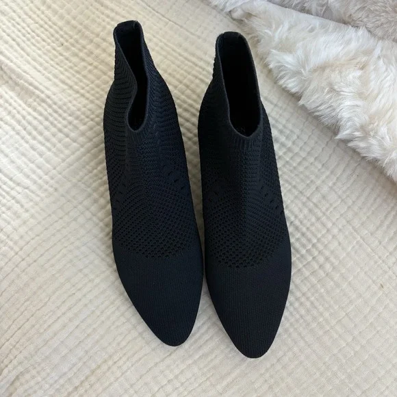 Eileen Fisher Purl Recycled Stretch Knit Bootie Womens Size 6 Black - Picture 2 of 8